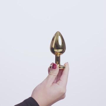 EasyToys Analplug Aus Metall Gold Mit Rosafarbenem Herzstein 7 cm