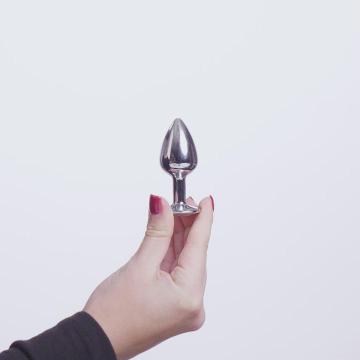 EasyToys Analplug Aus Metall Silber Mit Klarem Kristall 8 cm