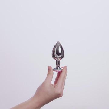 EasyToys Analplug Aus Metall Silber Mit Rosafarbenem Kristall 10 cm