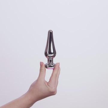 EasyToys Analplug Aus Metall Silber Mit Rosafarbenem Kristall 12 cm