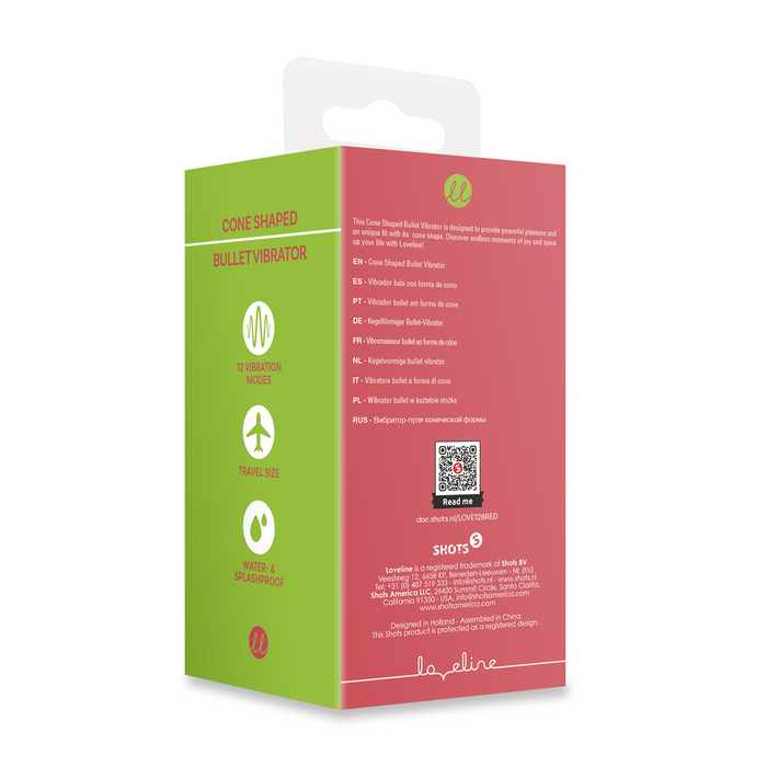 Loveline Cone Shaped Bullet Vibrator Blushing Red 7 cm