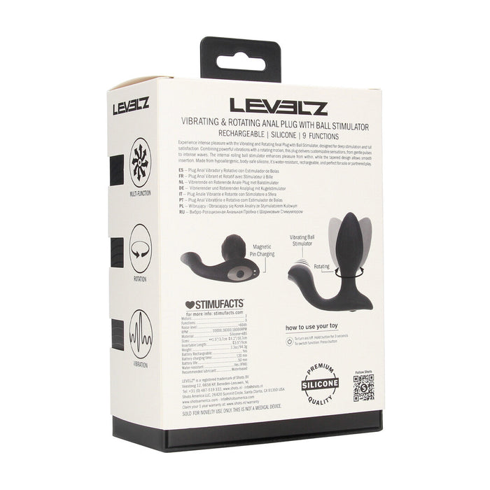Levelz Analplug Mit Vibration & Rotierender Funktion Mit Hodenstimulator 11 cm