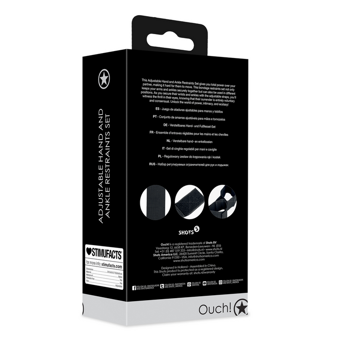 Ouch! Verstellbare Handschellen & Fußfesseln Set