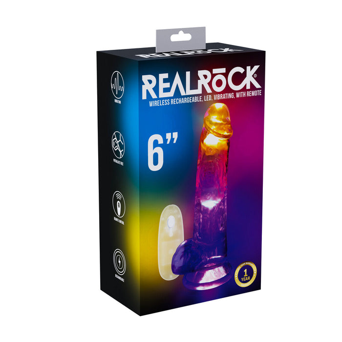 Realrock Led Glow Vibrierender Dildo Mit Hoden 15 cm