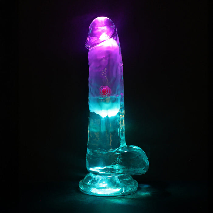 Realrock Led Glow Vibrierender Dildo Mit Hoden 15 cm