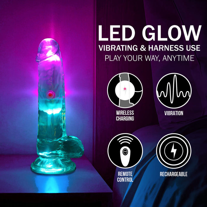Realrock Led Glow Vibrierender Dildo Mit Hoden 15 cm