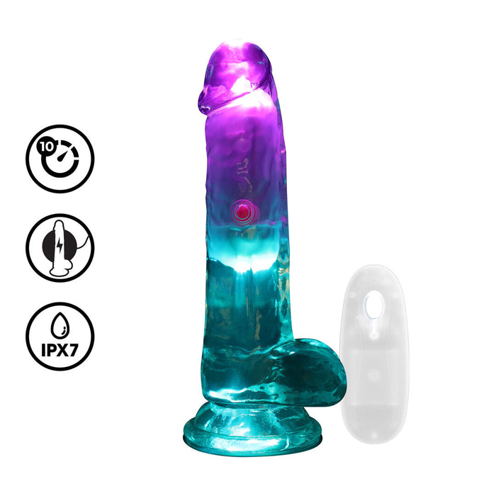 Realrock Led Glow Vibrierender Dildo Mit Hoden 15 cm