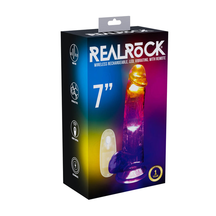 Realrock Led Glow Vibrierender Dildo Mit Hoden 18 cm