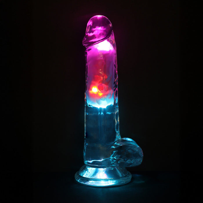 Realrock Led Glow Vibrierender Dildo Mit Hoden 18 cm