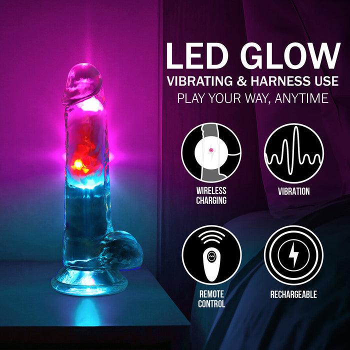 Realrock Led Glow Vibrierender Dildo Mit Hoden 18 cm