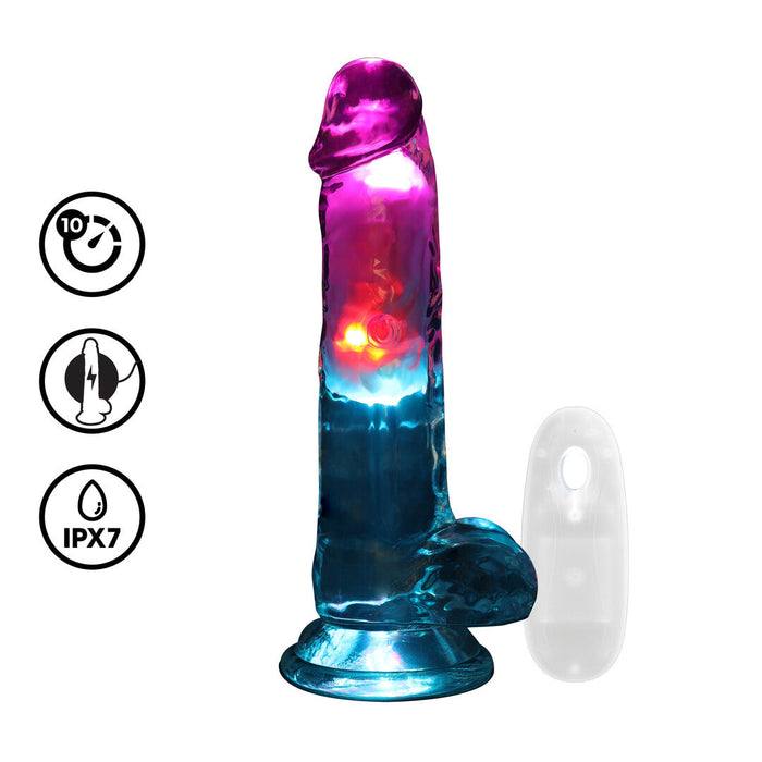 Realrock Led Glow Vibrierender Dildo Mit Hoden 18 cm