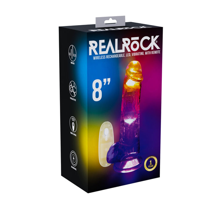 Realrock Led Glow Vibrierender Dildo Mit Hoden 20 cm