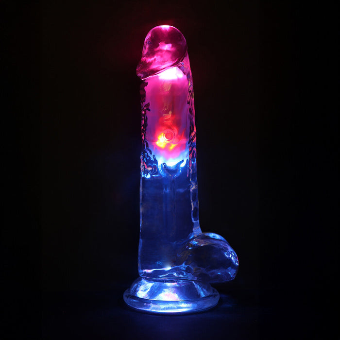 Realrock Led Glow Vibrierender Dildo Mit Hoden 20 cm