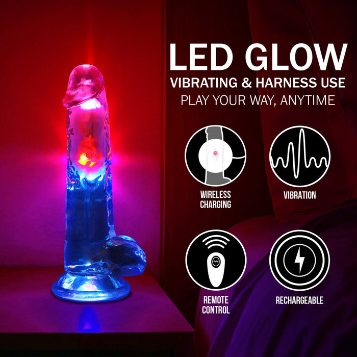 Realrock Led Glow Vibrierender Dildo Mit Hoden 20 cm