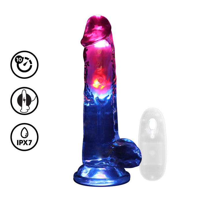 Realrock Led Glow Vibrierender Dildo Mit Hoden 20 cm