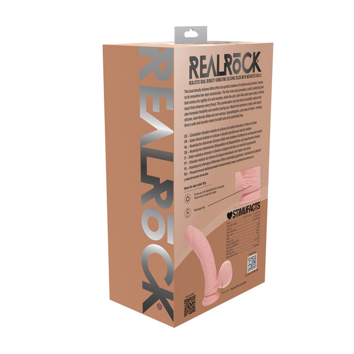 RealRock Realistische Vibrator Dual Density Rechargeable Liquid Silicone Vibrator Curved With Weighted Balls 7 / 18 Cm Flesh